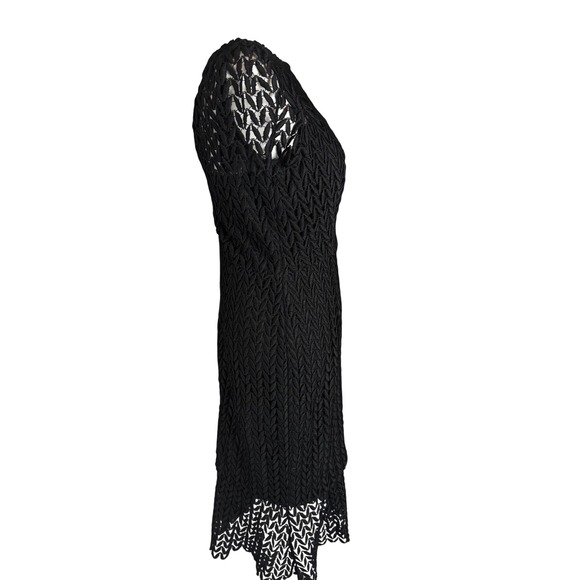 NWT Kay Unget Black Lace Sheath Dress Short Sleeve Midi Cocktail Party Formal M - Picture 6 of 16